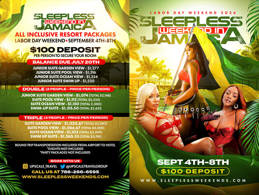 SLEEPLESS WEEKEND IN JAMAICA LABOR DAY WEEKEND SEPT 4TH TO 8TH 2026