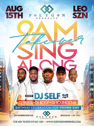 9AM R&B SING ALONG TAKEOVER IN BROOKLYN SAT AUG 15TH