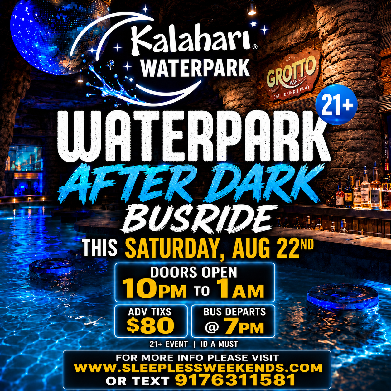 Kalahari after dark Busride sat Aug 22nd
