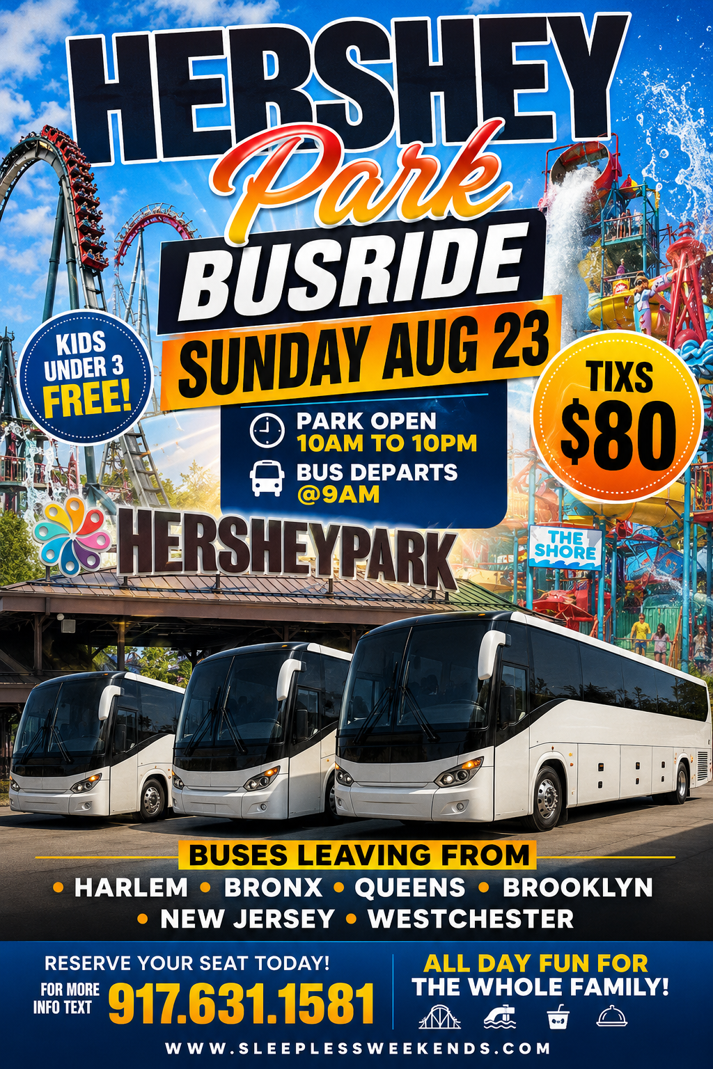 HERSHEY PARK BUSRIDE SUN AUG 23rd