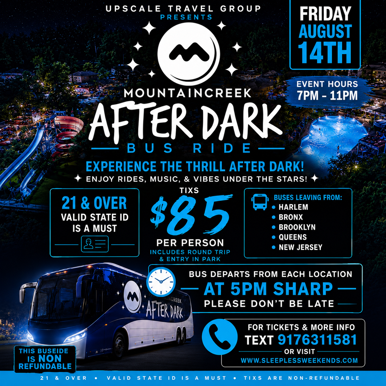 Mount creek after dark busride Fri Aug 14th bus departs at 5pm sharp