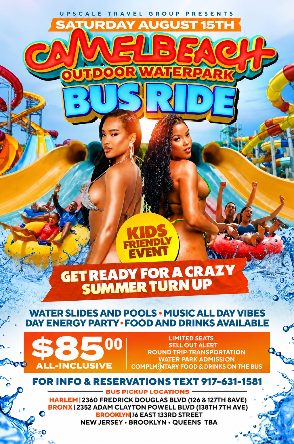 Camel beach outdoor Waterpark bus ride sat Aug 15th
